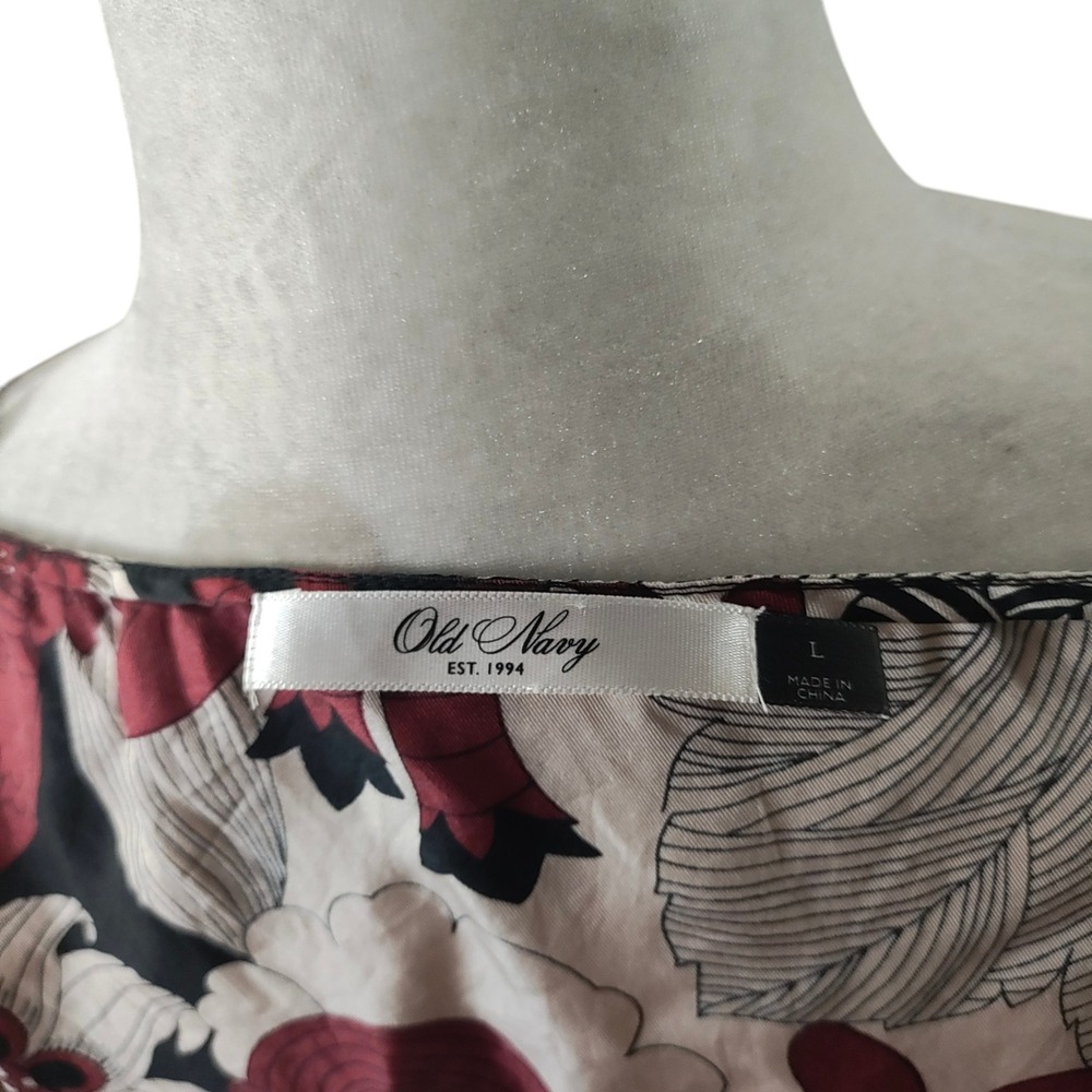 Old Navy Y2K 100% Silk Floral Camisole V-Neck Tank Top Burgundy 2000s Boho Large - Picture 7 of 9